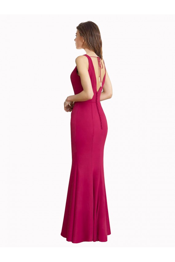 Long Red Sleeveless Mermaid V-Back Prom Dress / Bridesmaid Dress Leeds
