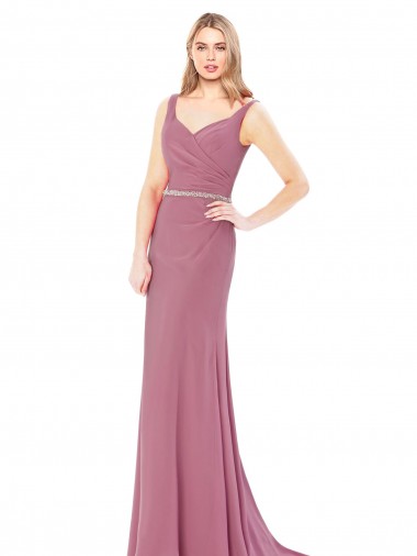Long Sleeveless Sheath Low Back Prom Dress / Bridesmaid Dress Leeds