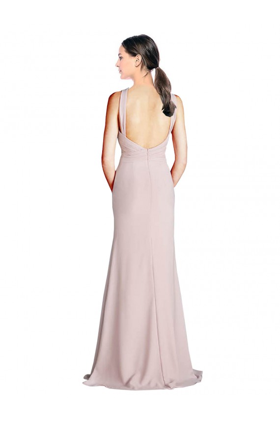 Long Sleeveless Sheath Open Back Bridesmaid Dress Leeds