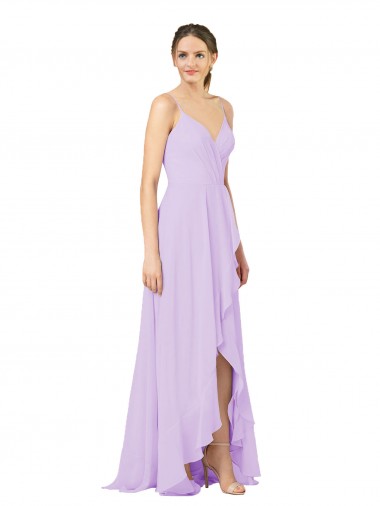 Long Lilac Sleeveless Sheath Open Back High Low Bridesmaid Dress Leeds