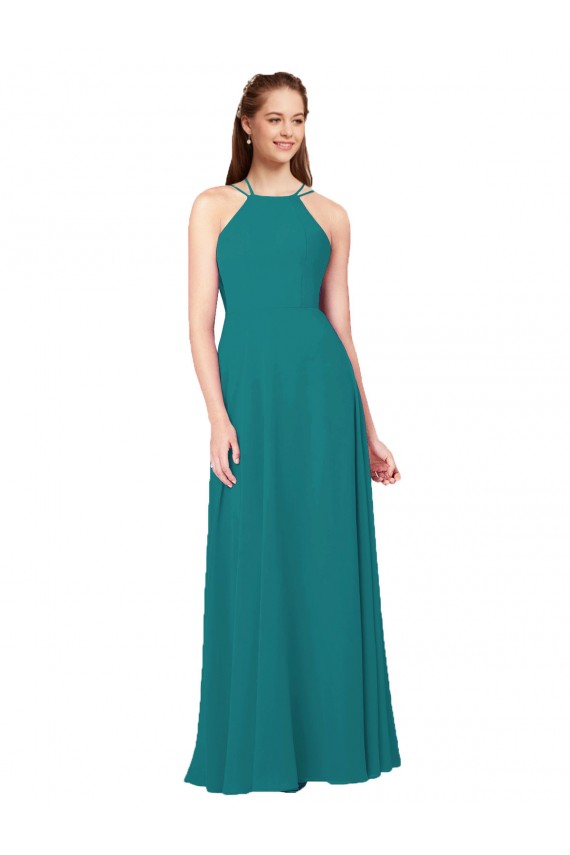 Long Hunter Sleeveless Sheath Open Back Bridesmaid Dress Leeds