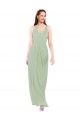 Long Smoke Green Sleeveless Sheath Keyhole Back Bridesmaid Dress Leeds