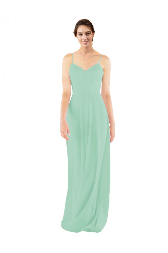 Long Mint Green Sleeveless Sheath Keyhole Back Bridesmaid Dress Leeds