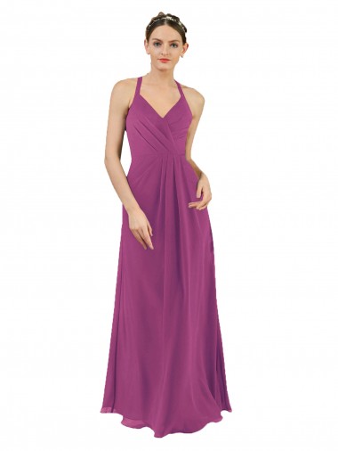 Long Wild Berry Sleeveless Sheath Keyhole Back Bridesmaid Dress Leeds