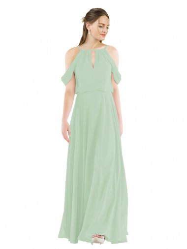 Long Sage Sleeveless Sheath Bridesmaid Dress Leeds