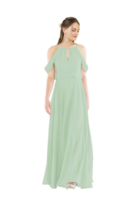 Long Sage Sleeveless Sheath Bridesmaid Dress Leeds