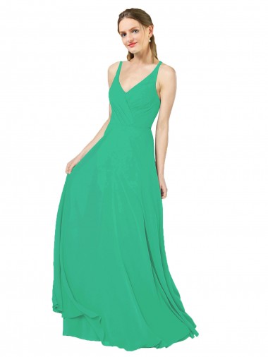 Long Emerald Green Sleeveless Sheath Open Back Bridesmaid Dress Leeds