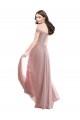 Long Pink Cap Sleeves A-Line Soft Chiffon & Lace Bridesmaid Dress Leeds