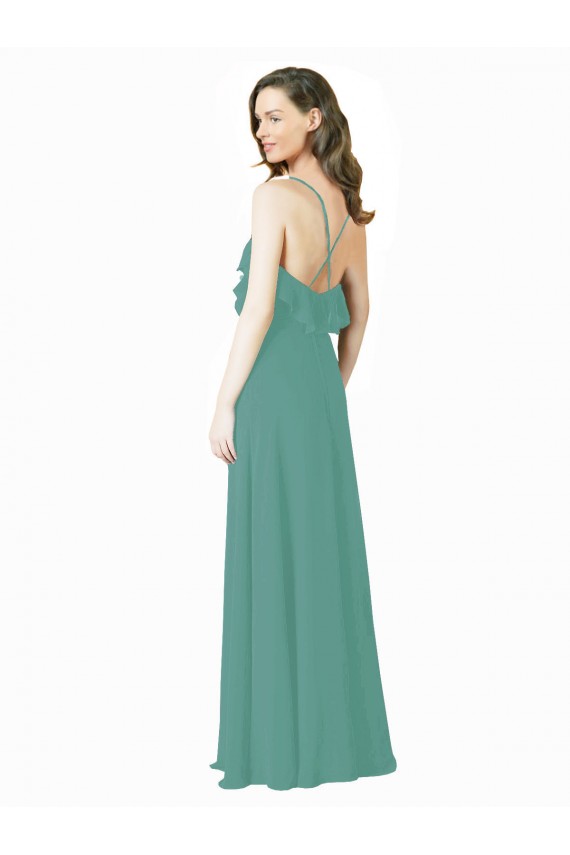Long Icelandic Silver Sleeveless A-Line Bridesmaid Gown Leeds