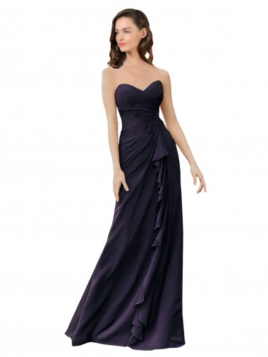 Long Dark Navy Sleeveless Sheath Bridesmaid Dress Leeds