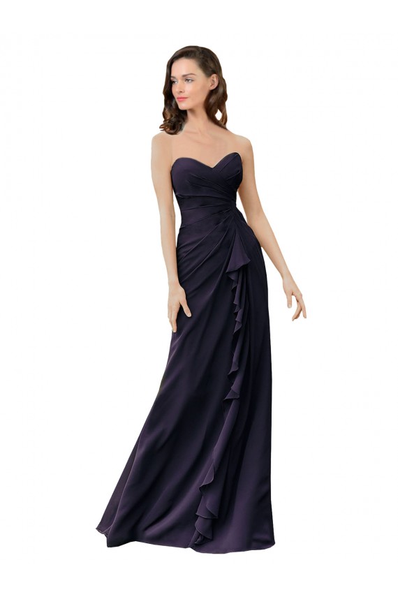 Long Dark Navy Sleeveless Sheath Bridesmaid Dress Leeds