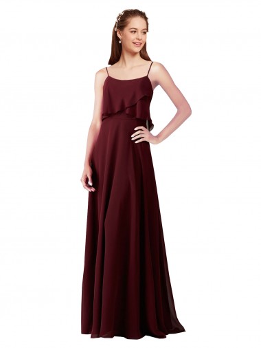 Long Burgundy Gold Sleeveless A-Line Bridesmaid Gowns Leeds