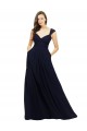 Long Dark Navy Sleeveless A-Line Chiffon Bridesmaid Gowns Leeds
