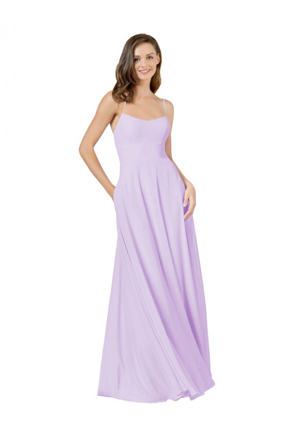 Long Lilac Sleeveless A-Line Bridesmaid Gown Leeds