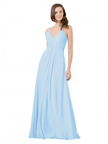 Long Light Sky Blue Sleeveless A-Line Keyhole Back Formal Dress / Bridesmaid Dress Leeds
