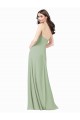 Long Smoke Green Sleeveless A-Line Side Slit Bridesmaid Dress Leeds