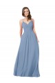 Long Dusty Blue Sleeveless A-Line Open Back Bridesmaid Dress / Evening Dress Leeds
