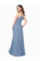 Long Dusty Blue Sleeveless A-Line Open Back Bridesmaid Dress / Evening Dress Leeds