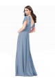 Long Dusty Blue Cap Sleeves A-Line Black Tie Prom Dress / Bridesmaid Dress Leeds