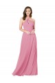 Long Skin Pink Sleeveless A-Line Keyhole Back Prom Dress / Bridesmaid Dress Leeds