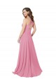 Long Skin Pink Sleeveless A-Line Keyhole Back Prom Dress / Bridesmaid Dress Leeds