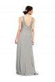 Long Silver Sleeveless A-Line Soft Chiffon Bridesmaid Dress Leeds