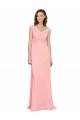 Long Salmon Sleeveless A-Line Soft Chiffon Bridesmaid Dress Leeds