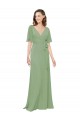 Long Seagrass Short Flutter Sleeves A-Line Bridesmaid Dress Leeds