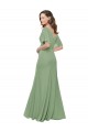 Long Seagrass Short Flutter Sleeves A-Line Bridesmaid Dress Leeds