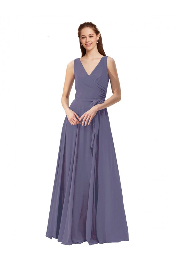Long Silver Stone Sleeveless A-Line Bridesmaid Dress Leeds