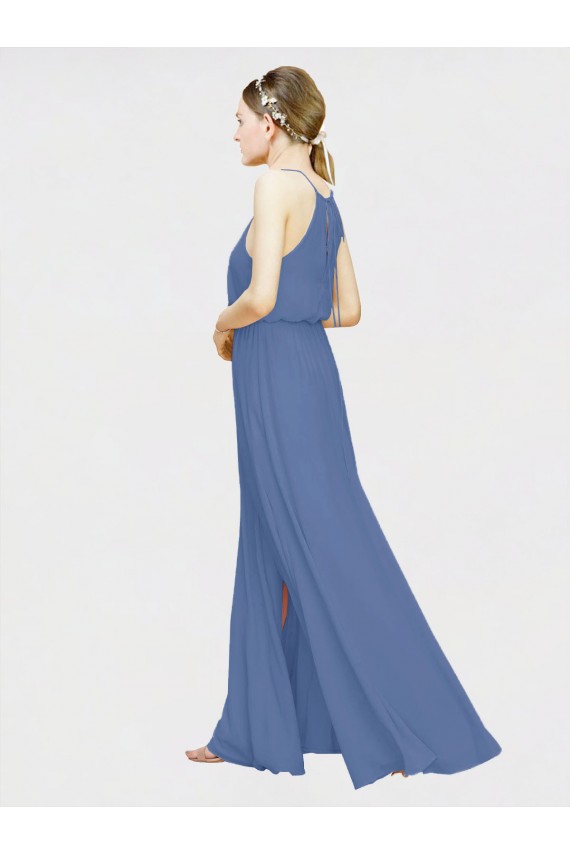 Long Floor Length Dark Navy Sleeveless A-Line Formal Dress / Bridesmaid Dress Leeds