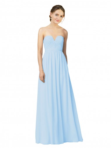 Long Light Sky Blue Sleeveless A-Line Formal Dress / Bridesmaid Dress Leeds