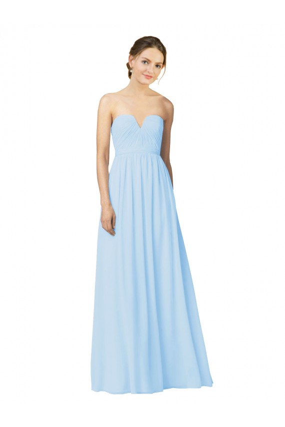 Long Light Sky Blue Sleeveless A-Line Formal Dress / Bridesmaid Dress Leeds