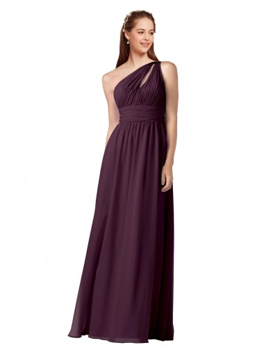 Long Floor Length Grape Sleeveless A-Line Chiffon Bridesmaid Dress Leeds