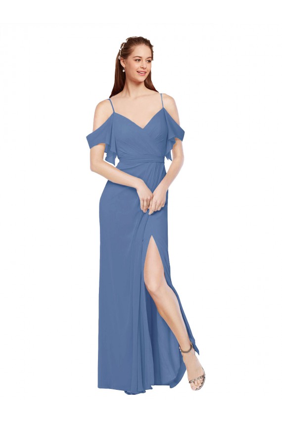 Long Windsor Blue Sleeveless A-Line Bridesmaid Dress Leeds