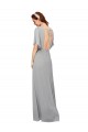 Long Royal Blue Flutter Sleeves A-Line Open Back Bridesmaid Dress / Evening Gowns Leeds