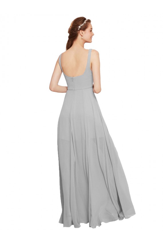 Long Dark Navy Sleeveless A-Line Front Slit Bridesmaid Dress / Evening Dress Leeds