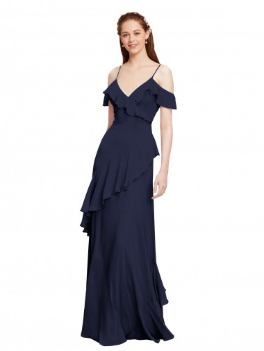 Long Dark Navy Sleeveless A-Line Formal Dresses / Bridesmaid Dresses Leeds