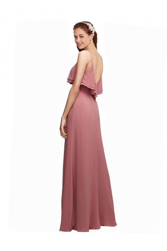 Long Floor Length Dark Navy Sleeveless A-Line V-Back Bridesmaid Dress Leeds