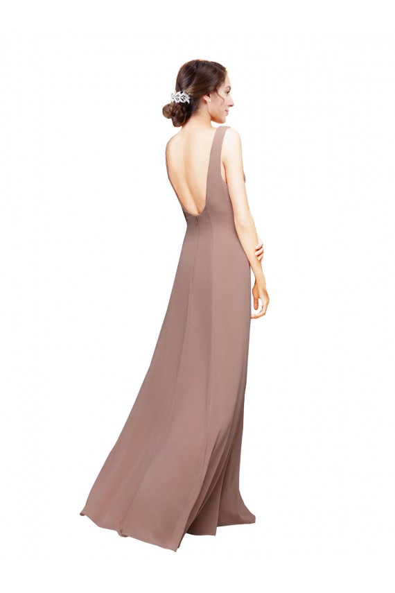 Long Floor Length Royal Blue Sleeveless A-Line Low Back Bridesmaid Dress Leeds
