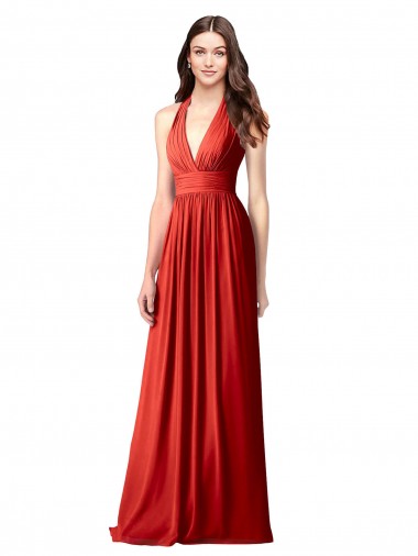 Long Red Sleeveless A-Line Open Back Bridesmaid Dress / Formal Dress Leeds