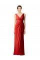 Long Red Sleeveless Sheath V-Back Bridesmaid Dress Leeds