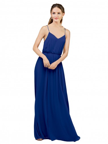 Long Royal Blue Sleeveless A-Line Chiffon Bridesmaid Dress / Evening Dress Leeds
