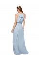 Long Royal Blue Sleeveless A-Line Side Slit Bridesmaid Dress Leeds