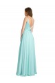Long Waterfall Sleeveless A-Line V-Back Bridesmaid Dress Leeds