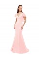 Long Pink Flutter Sleeves Mermaid V-Back Bridesmaid Dress Leeds