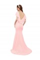 Long Pink Flutter Sleeves Mermaid V-Back Bridesmaid Dress Leeds