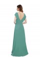 Long Icelandic Silver Cap Sleeves A-Line V-Back Formal Dress / Bridesmaid Dress Leeds