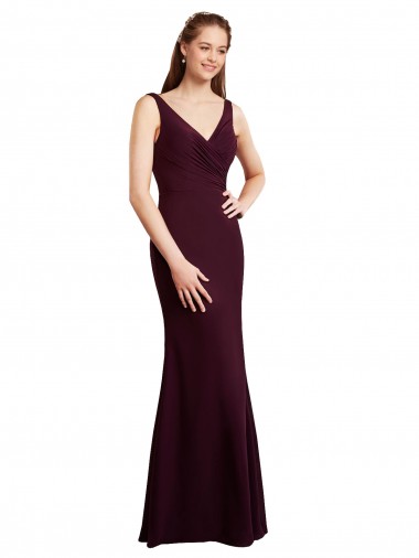 Long Burgundy Gold Sleeveless Mermaid V-Back Bridesmaid Dress Leeds
