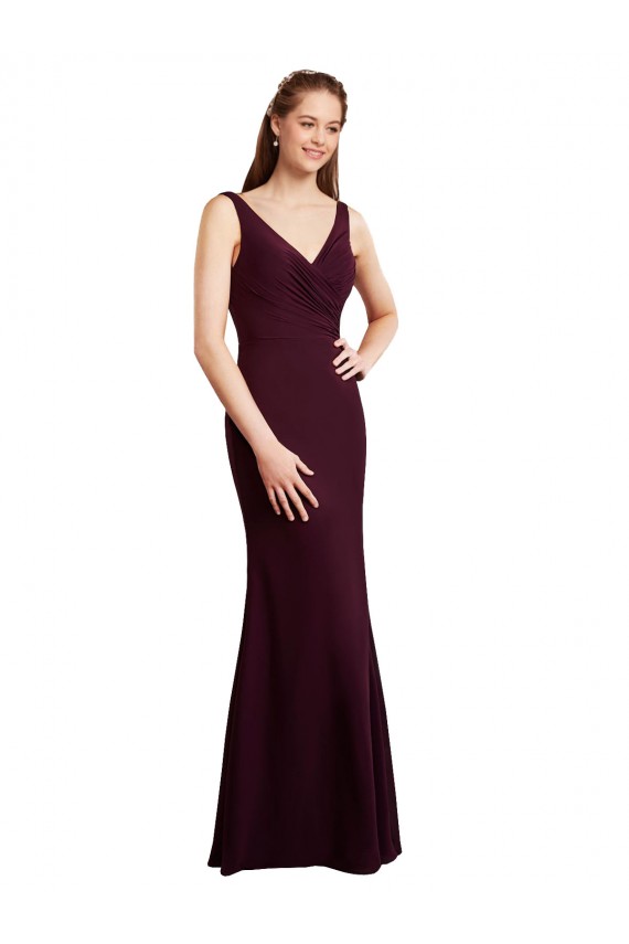 Long Burgundy Gold Sleeveless Mermaid V-Back Bridesmaid Dress Leeds